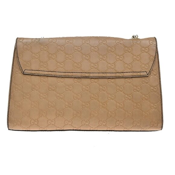GUCCI Logo Emily Guccissima GG Pattern Chain Shoulder Bag Leather Beige 74KA690 - Picture 4 of 16